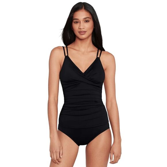 Lauren Ralph Lauren Women Black Double Strap Twist One-Piece Swimsuit Size US 4 - Picture 1 of 5